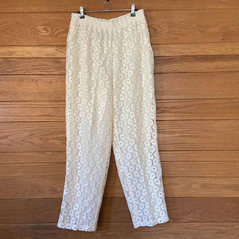 Vintage 80s Lacy After Noon by Shell Kepler lace elastic waist pants
